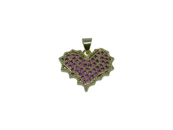 Gold Micro Pave 18x20mm Maple Leaf Heart Charm