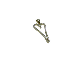 Gold Micro Pave 14x28mm Long Heart Charm