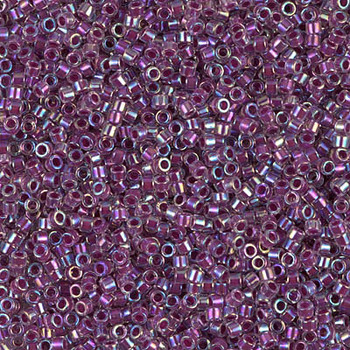 Delicas Size 11 Miyuki Seed Beads -- 056 Crystal AB / Magenta Lined