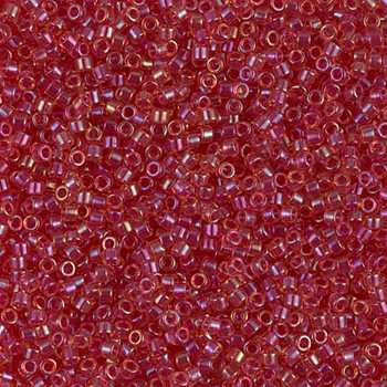 Delicas Size 11 Miyuki Seed Beads -- 062 Crystal AB / Cranberry Lined