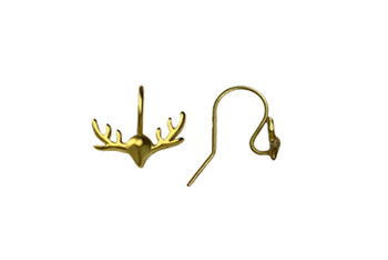 14K Gold over Sterling Silver Reindeer Antler Earring Wires - Sold as a Pair
