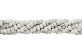 Howlite Polished White 5x8mm Faceted Rondel