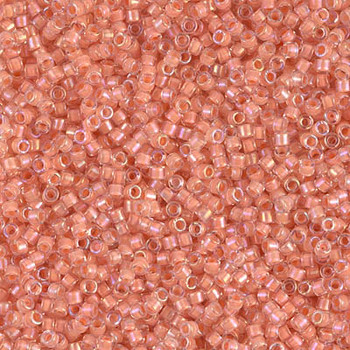 Delicas Size 11 Miyuki Seed Beads -- 068 Crystal AB / Orange - Yellow Lined