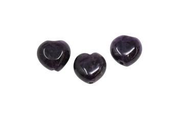 Amethyst Polished 12mm Heart - Center Drilled