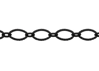 Matte Black 9x6mm Textured Oval Cable Chain - Sold By 6 inches