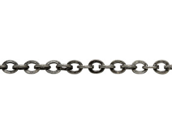 Antique Silver 4x2.5mm Cable Chain - Sold By 6 Inches