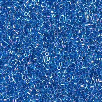 Delicas Size 11 Miyuki Seed Beads -- 077 Crystal AB / Blue Lined