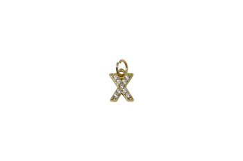 Gold Micro Pave 8mm "X" Letter Charm