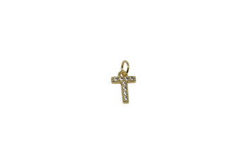 Gold Micro Pave 8mm "T" Letter Charm