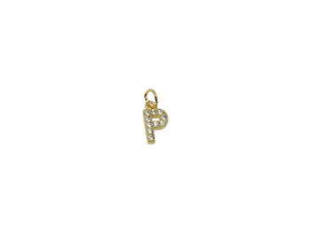 Gold Micro Pave 8mm "P" Letter Charm