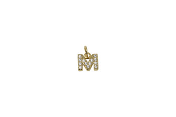 Gold Micro Pave 8mm "M" Letter Charm