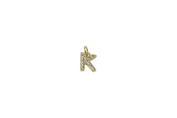 Gold Micro Pave 8mm "K" Letter Charm