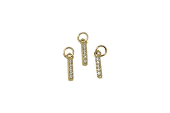 Gold Micro Pave 8mm "I" Letter Charm