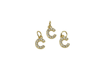 Gold Micro Pave 8mm "C" Letter Charm