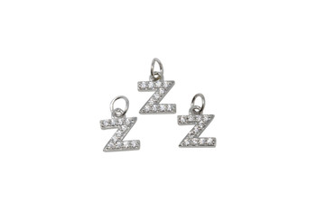 Silver Micro Pave 8mm "Z" Letter Charm