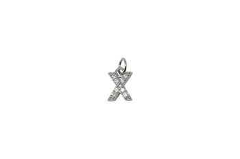 Silver Micro Pave 8mm "X" Letter Charm