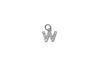 Silver Micro Pave 8mm "W" Letter Charm