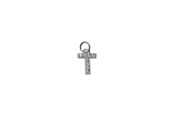 Silver Micro Pave 8mm "T" Letter Charm