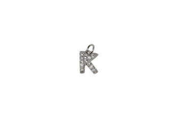 Silver Micro Pave 8mm "K" Letter Charm