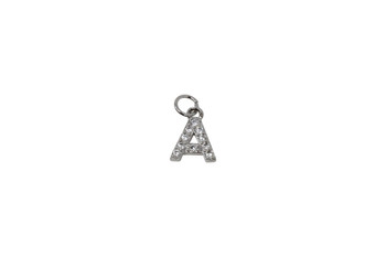 Silver Micro Pave 8mm "A" Letter Charm