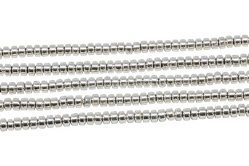 Sterling Silver Plated Hematite Polished 2x3mm Rondelle