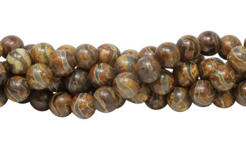 Tibetan Agate Brown and Khaki Polished 12mm Round