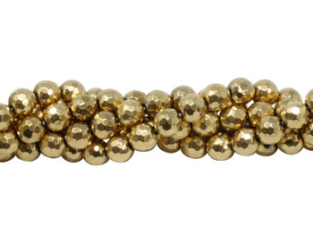 Gold Plated Hematite Polished 8mm Faceted Round