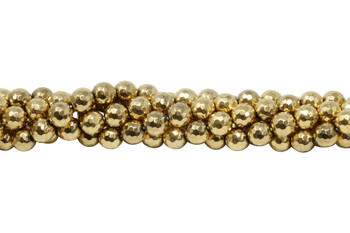 Gold Plated Hematite Polished 10mm Faceted Round