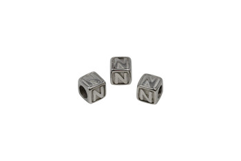 Stainless Steel 8mm "N" Letter Bead