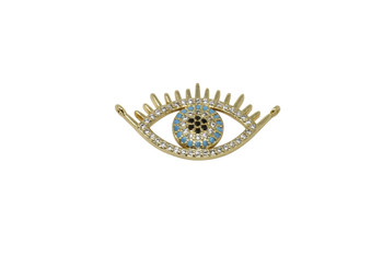 Gold Micro Pave 15x27mm Evil Eye Link