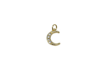Gold Micro Pave 10x12mm Crescent Moon Charm