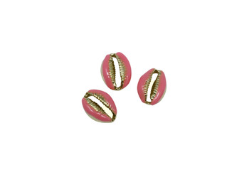 Gold 12x19mm Pink Plated Zinc Alloy Cowrie Shell Bead