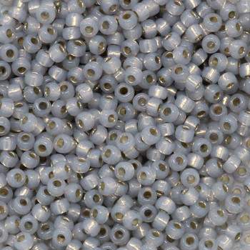 Size 8 Miyuki Seed Beads -- 576 Grey Opal / Gilt Lined