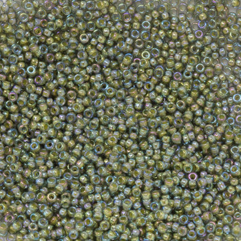 Size 15 Miyuki Seed Beads -- 361 Olivine  / Beige Lined AB