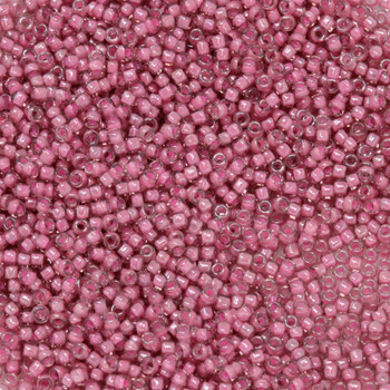 Size 15 Toho Seed Bead -- 395 Crystal / Dusty Rose Lined