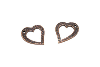 Hammertone Heart Charm - Copper Plated