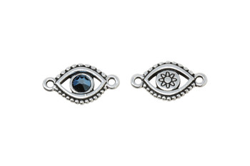 Evil Eye Link - Swarovski - Silver Plated