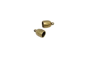 Antique Brass Plated 6mm Bullet End Caps - 1 Pair