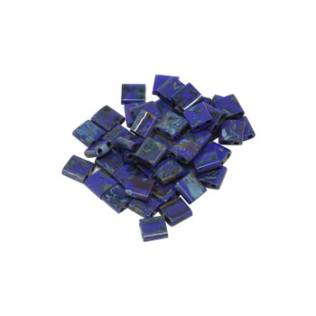 5mm Tila Beads -- Opaque Blue Picasso