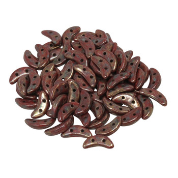 CzechMates® Crescent Beads -- Picasso Opaque Red Bronze