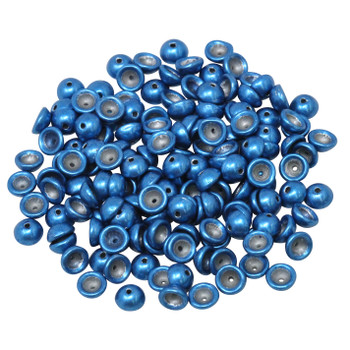 Czech Glass Teacup Beads -- Saturated Metallic Nebula Blue