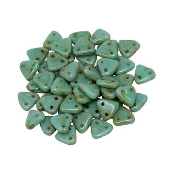 CzechMates® Triangle Beads -- Opaque Turquoise Picasso