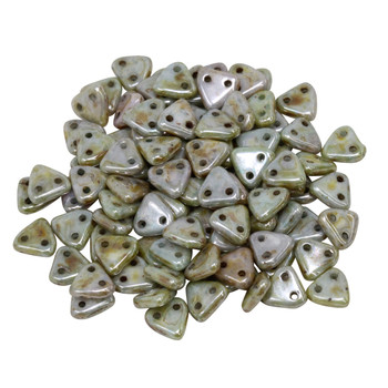 CzechMates® Triangle Beads -- Opaque Green Ultra Luster