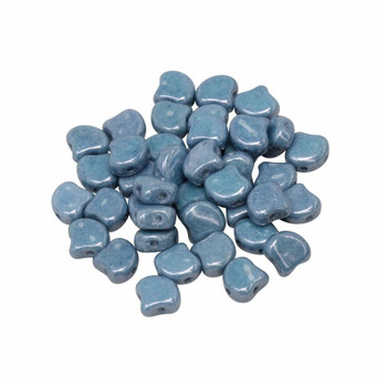 Matubo Czech Glass Ginkgo Leaf Beads -- Opaque Blue Luster