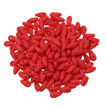 Czech Glass Mini Dagger Beads -- Opaque Red Matte