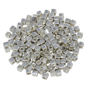 3mm Miyuki Cube Seed Beads -- Galvanized Silver