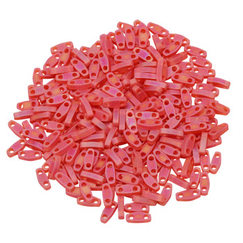Quarter Tila Beads -- Transparent Red Orange AB Matte