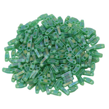 Quarter Tila Beads -- Transparent Green AB Matte