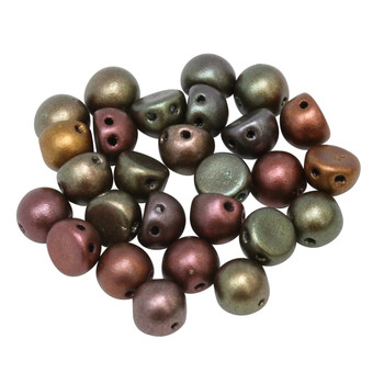 CzechMates® 7mm Cabochon 2 Hole Beads -- Metallic Bronze Iris Matte