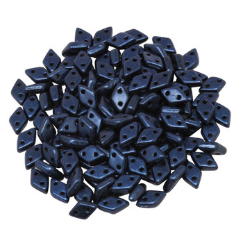 CzechMates® Diamond 2 Hole Beads -- Metallic Dark Blue Suede